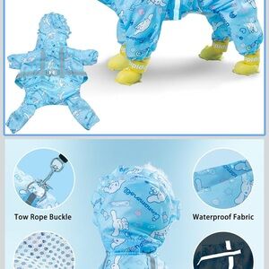 Blue Waterproof Dog Raincoat